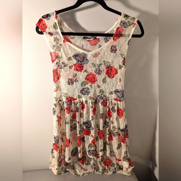happening in the present Tops - HITP White Floral Lace Flowy Long Top / Dress Women's size Medium